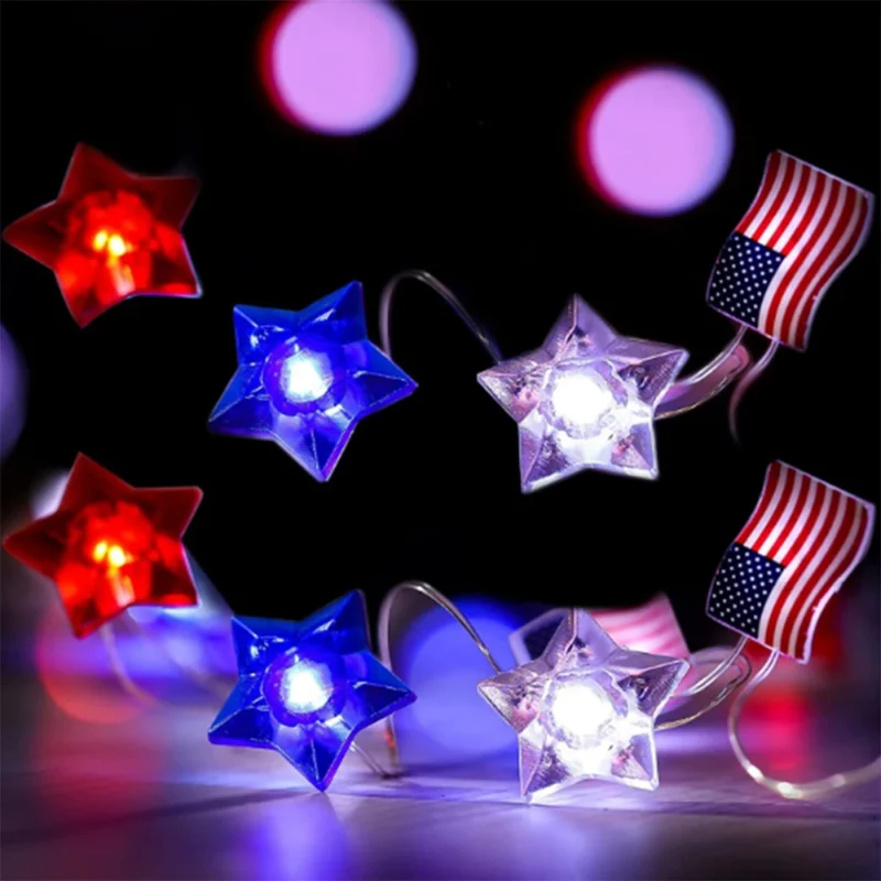 LED American Flag String Lights