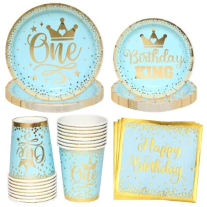 Blue & Gold 1st Birthday Set