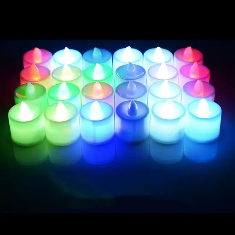 LED glow candles in various colors, providing a soft and magical ambiance for parties.