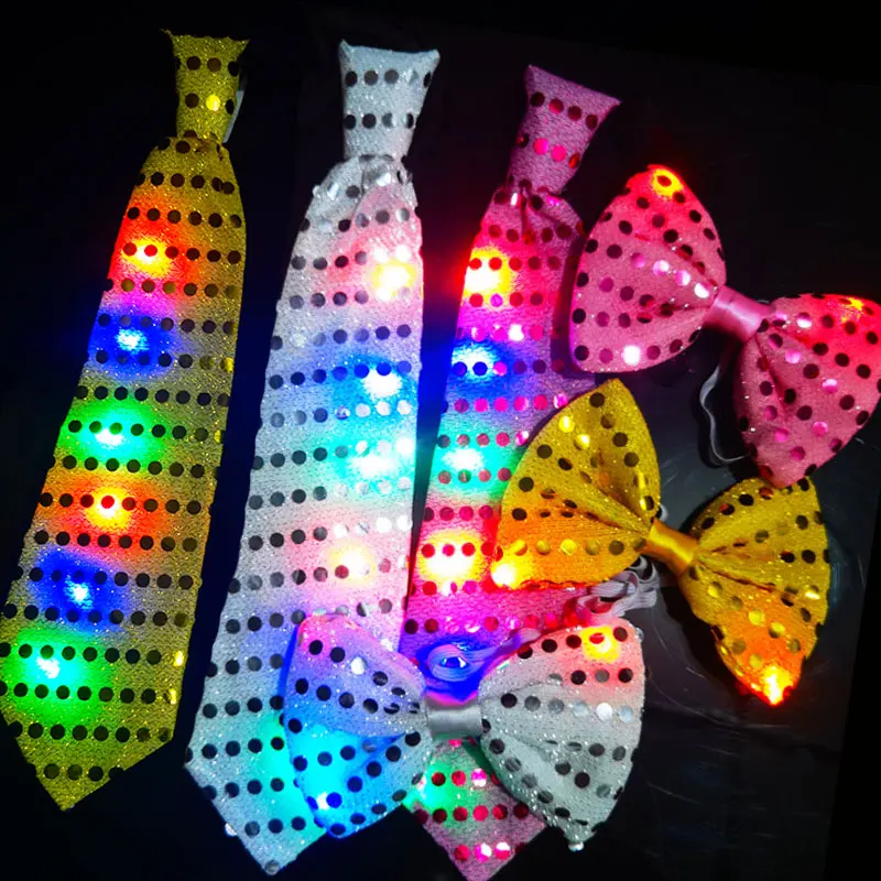 Colorful LED bow ties and ties, unique accessories from party glow supplies.