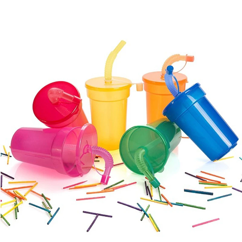 Vibrant reusable cups with built-in straws, great for events using a Cubic Feet Tank of Helium.