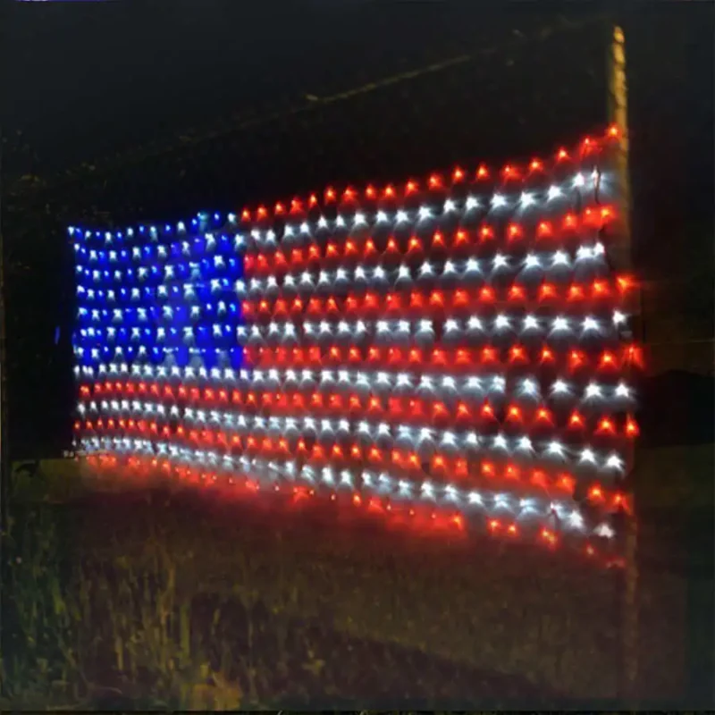 A glowing American flag display adds patriotic charm to any Memorial Day Decoration Day.