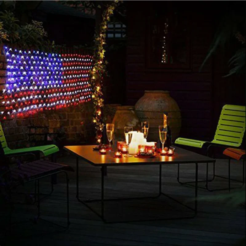 A cozy backyard setting with glowing decor, perfect for Memorial Day Decoration Day.