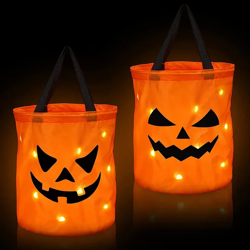 Halloween-themed trick-or-treat bags with embedded Foam Glow Sticks for visibility.