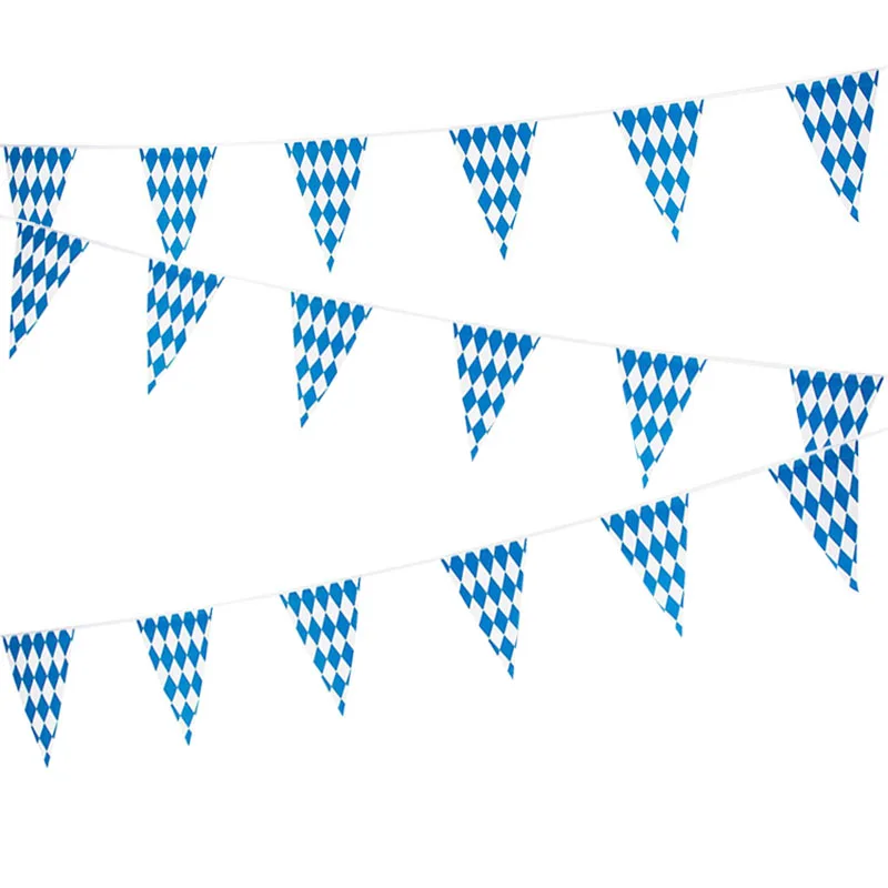 Blue and white pennant banner for party and festival decorations, ideal for themed rave party accessories.